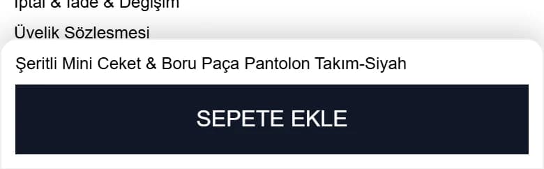 Sabit Sepet Çubuğu modülünün mağazadaki görünümü