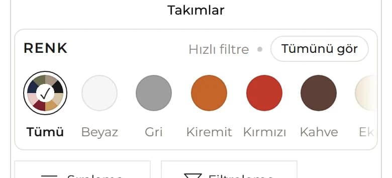 Renk Filtresi modülünün mağazadaki görünümü