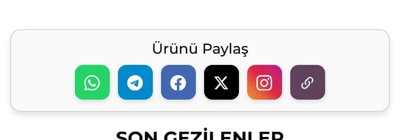 Sosyal Paylaşım modülünün mağazadaki görünümü